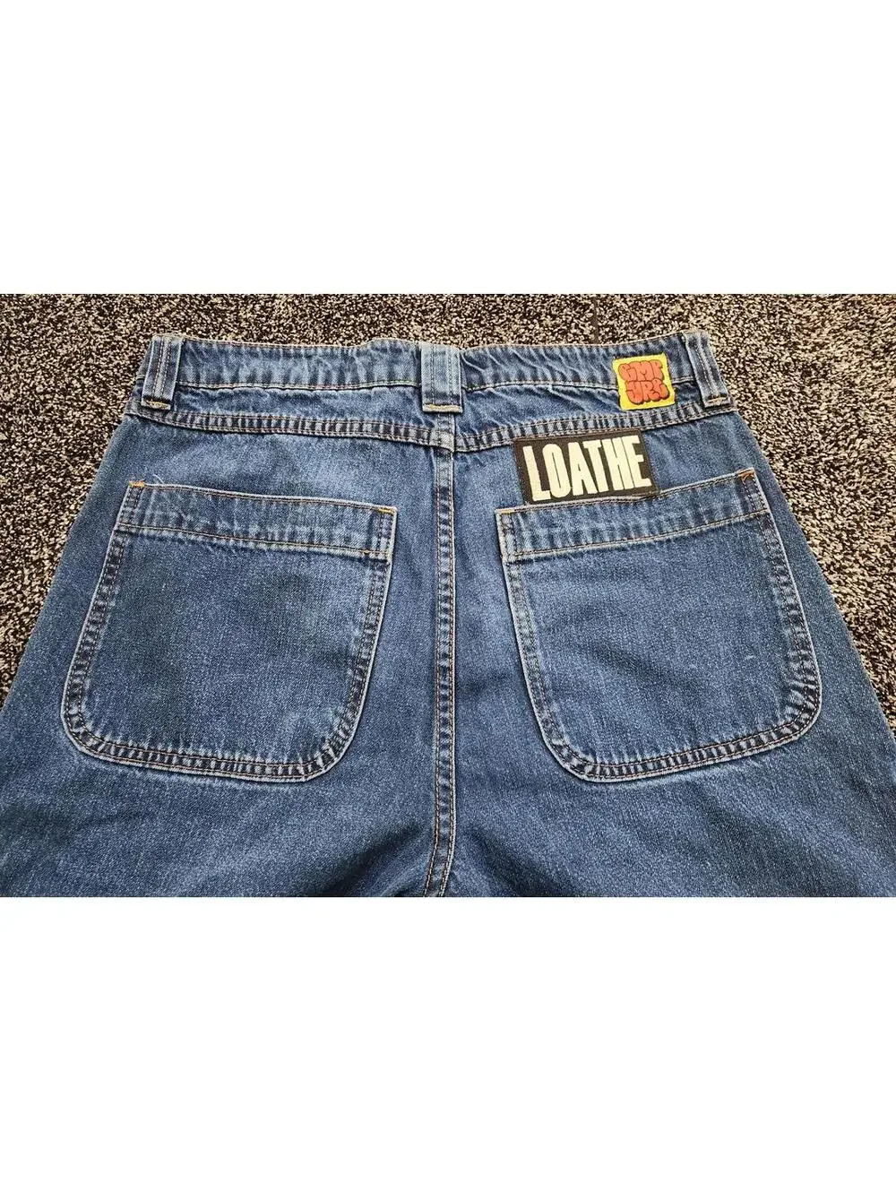 Empyre Relaxed Wide Jeans Men's 32 Blue Denim Baggy Y2K Double Knee Loose Skater